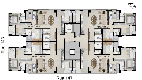 Planta da implantação dos apartamentos do On Marista da Sim Incorporadora