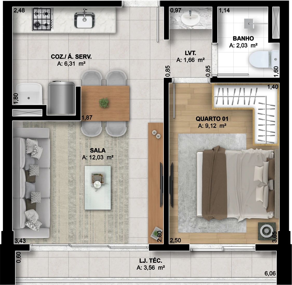 Planta finais 02, 03 e 04 do empreendimento 140 Wellness Marista, da Sim Incorporadora em Goiânia