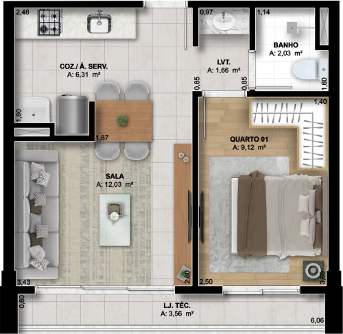Planta finais 02, 03 e 04 do empreendimento 140 Wellness Marista, da Sim Incorporadora em Goiânia
